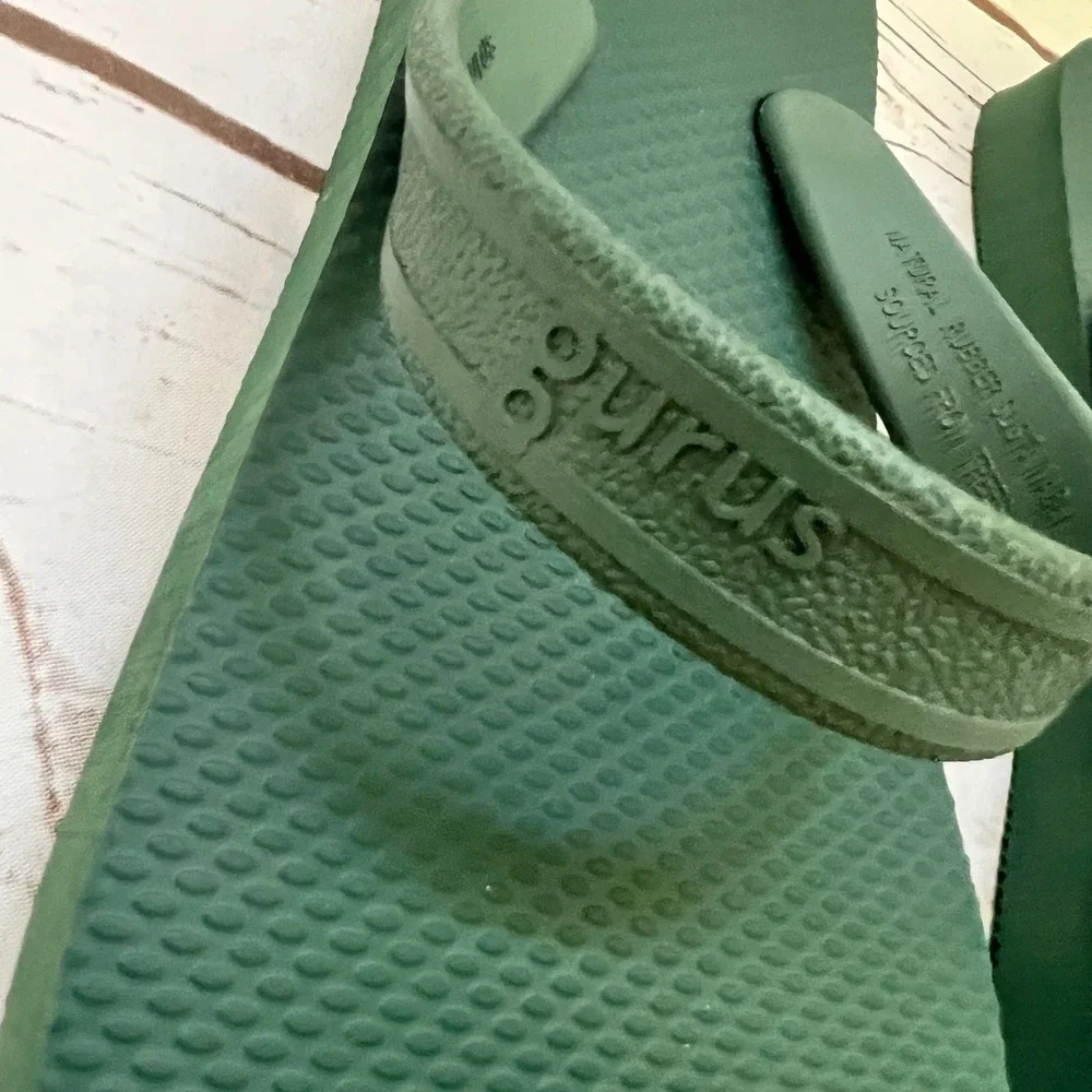 Gurus Forest Green Natural Rubber Khadau Flip Flop Size M - US 9-10W/7-8‎ M